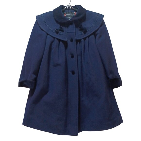 Braeton Kids Other - VTG Braeton Kids Girls Wool Coat Velvet Trim Bow Accents 6X Heirloom Victorian